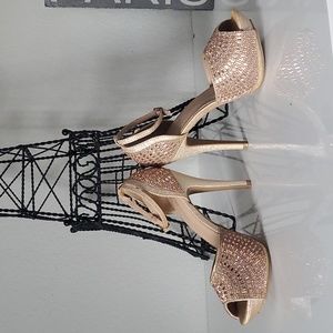 Top Moda Rose Gold Crystal and Rhinestone High Heels